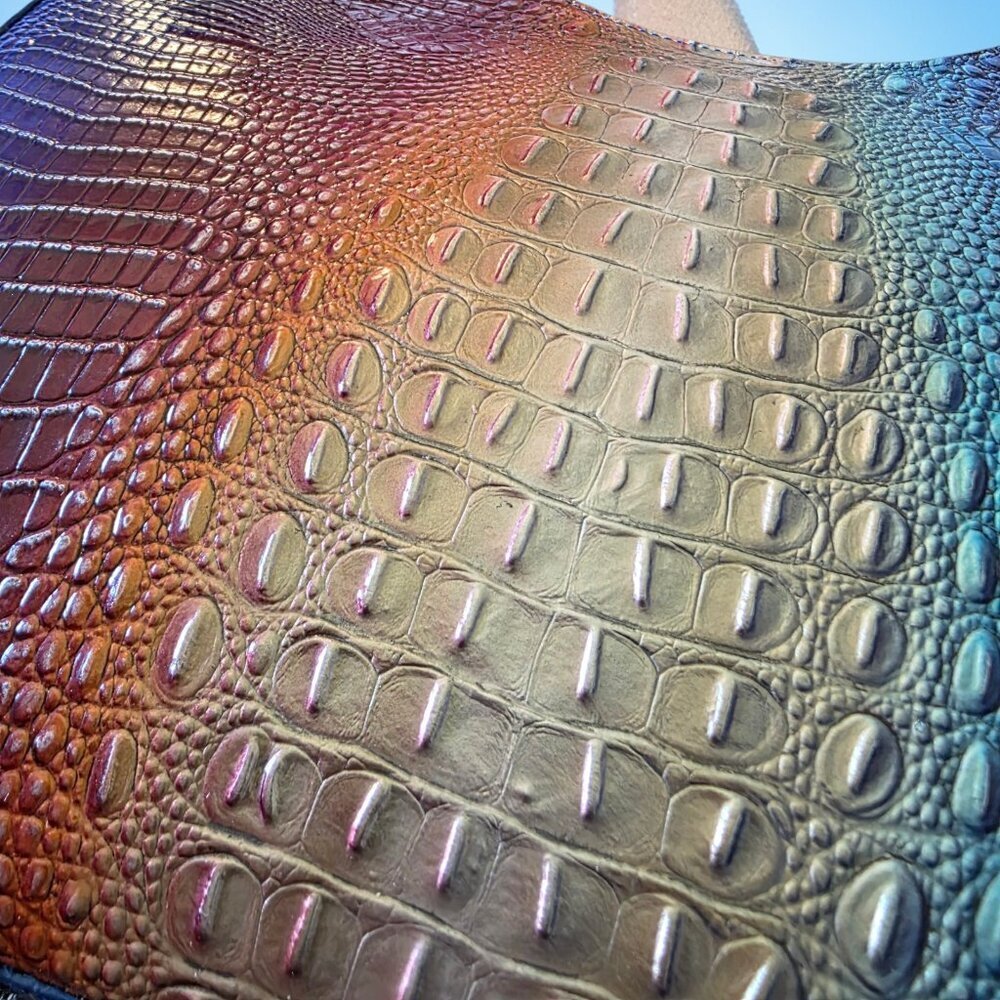 Brahmin Tabitha Melbourne Ombre Rainbow Shoulder Bag Croc Embossed Leather NWT - Picture 7 of 16